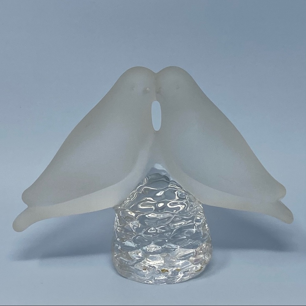 Vintage Frosted Crystal Lovebirds on Clear Perch